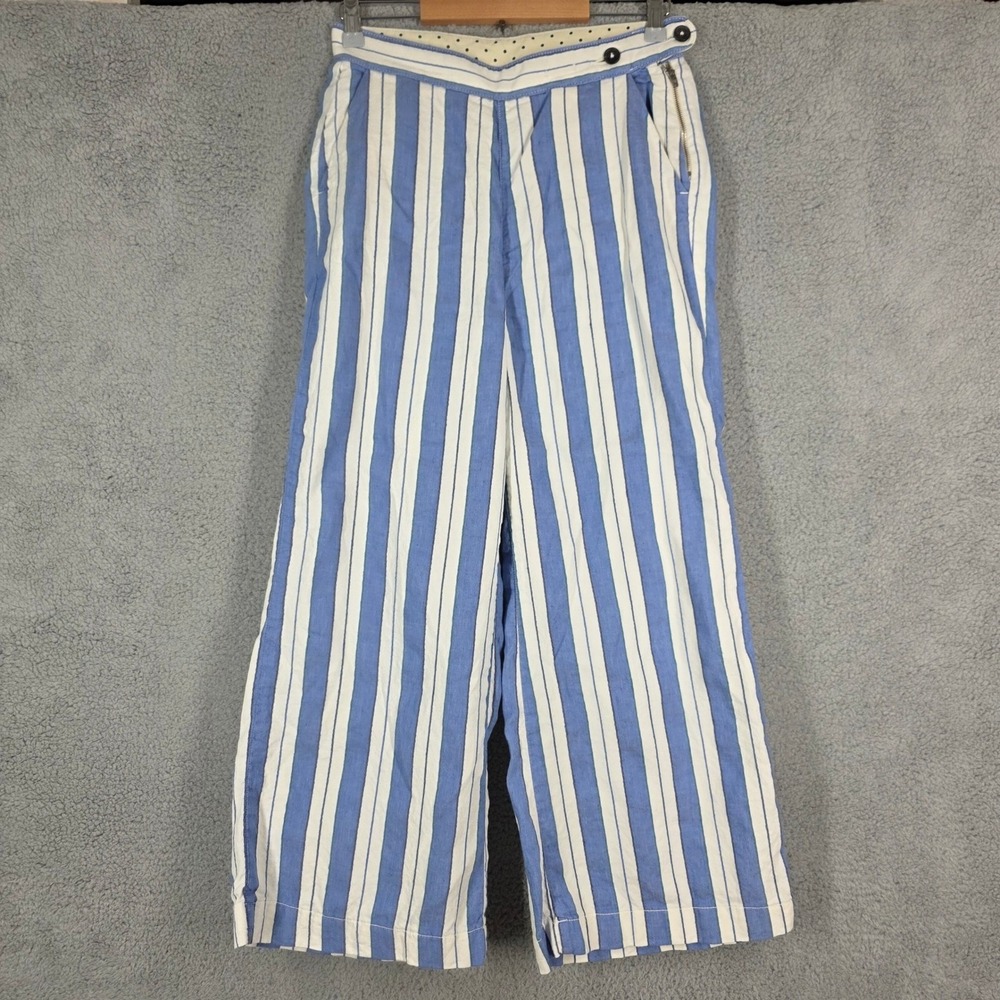 Massimo Alba Wide Leg Striped Linen Cotton Pants Made in Italy Size 42 US 6/8
